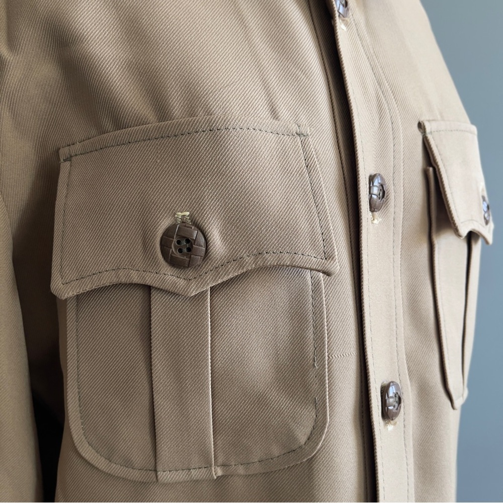Safari Jacket Tan Italian Utility Chic Minimalist Quiet Luxury Field Coat Staple - Picture 3 of 7